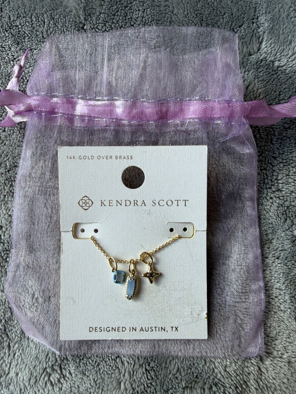 Kendra Scott Gold-Plated Necklace with Light Blue Charms